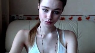 Beautiful teen brunette Jessica Sinn masturbates