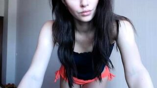 Beautiful teen brunette Jessica Sinn masturbates