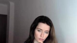 Hot amateur busty brunette masturbate in webcam